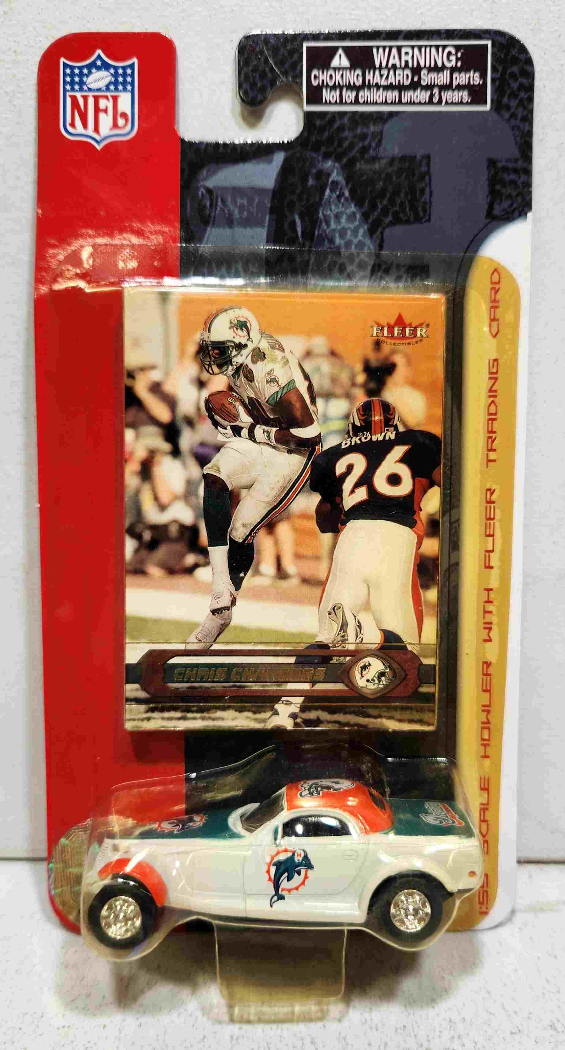 2002 Miami Dolphins 1/55th Chrysler Howler with Chris Chambers trading card
