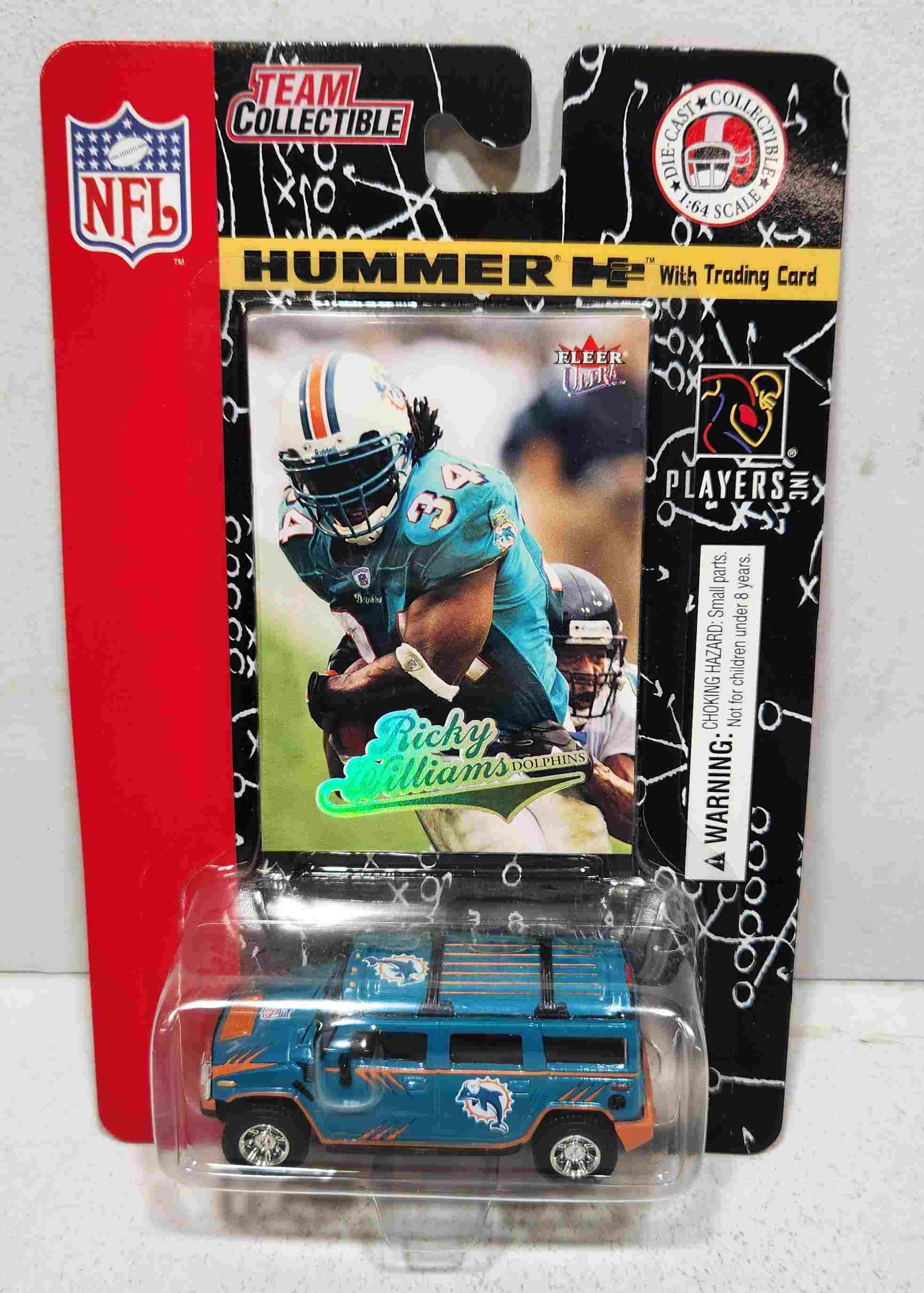 2004 Miami Dolphins 1/64th Hummer with Ricky Williams Trading Card
