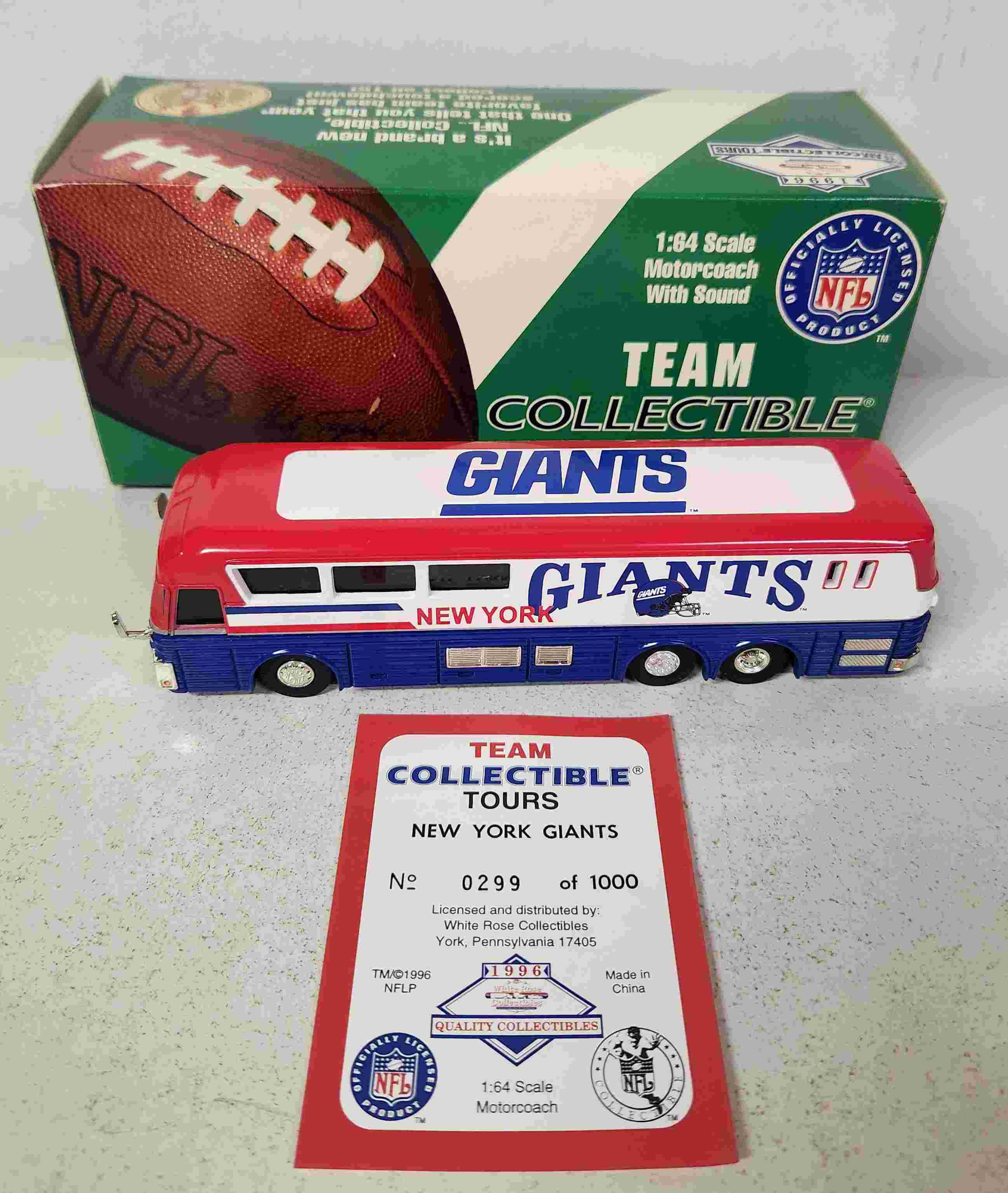 1996 New York Giants 1/64th talking bus