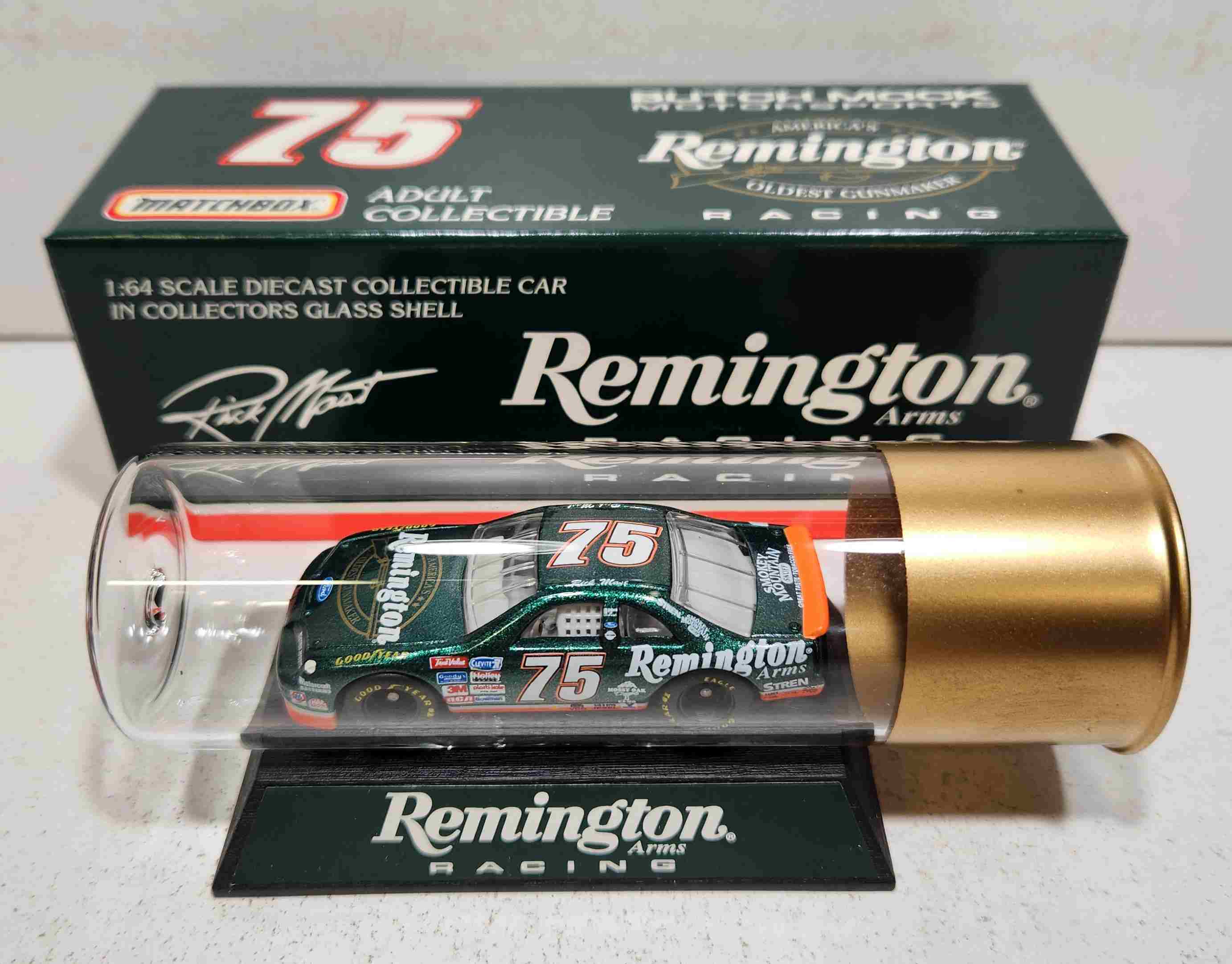 1997 Rick Mast 1/64th Remington Racing Thunderbird in shotgun shell bottle