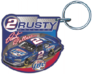 2005 Rusty Wallace Miller Lite Acrylic Key Ring Prem-Mirrored