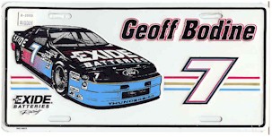 1994 Geoff Bodine Exide metal license plate