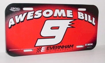 2001 Bill Elliott "Awesome Bill" plastic license plate