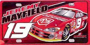 2002 Jeremy Mayfield Dodge metal license plate