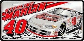2002 Sterling Marlin #40 metal license plate