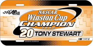 2002 Tony Stewart Home Depot "Winston Cup Champion" plastic license plate