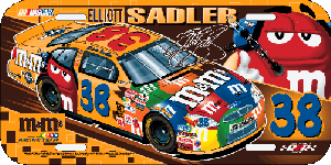 2003 Elliott Sadler M&M's plastic license plate