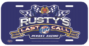 2005 Rusty Wallace "Last Call" plastic license plate