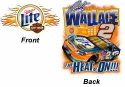 2002 Rusty Wallace Miller Lite "The Heat IS On" "Harley" tee
