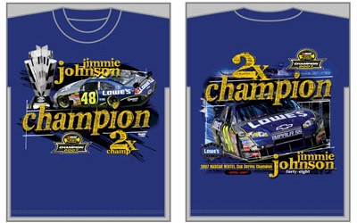2007 Jimmie Johnson Lowes "Nextel Cup Champion" Navy 2 Spot Tee