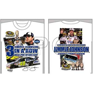 2008 Jimmie Johnson Lowes "3 In A Row Champion" tee