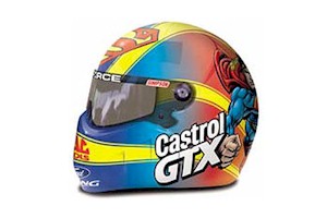 1999 John Force 1/4th Castrol GTX "Superman" mini helmet