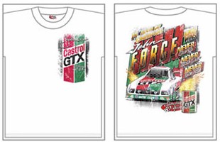 2008 John Force Castrol "14 Time Champ 1000 Wins" White tee