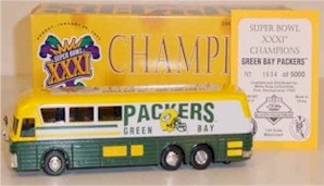 1997 Green Bay Packers 1/64th Super Bowl XXXI talking bus