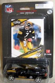 2009 Pittsburgh Steelers 1/64th Dodge Charger with Ben Roethlisberger trading card