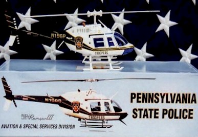 2000 Pennsylvania State Police 1/43rd Bell Jet Ranger III helicopter