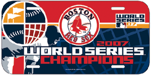 2007 Boston Red Sox "World Series Champions" plastic license plate by Wincraft