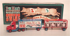 1991 "Bob Hales 1/64th Stupendous Sprinting Swine" York Fair diecast transporter w/double trailer