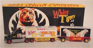 1995 "White Tigers at the York Fair" 1/64th diecast transporter w/double trailer