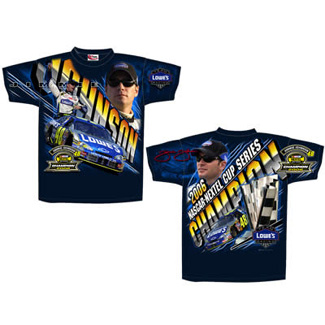 2006 Jimmie Johnson Lowes NASCAR Nextel Cup Champion Navy Total Print tee