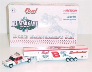 2001 Dale Earnhardt Jr 1/64th Budweiser "All Star Game" dually with trailer
