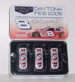 2005 Dale Earnhardt Jr 1/64th Born On Date 3 car AP tin set