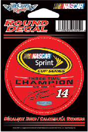 2011 Tony Stewart 3 Time Champion 3" round decal by Wincraft