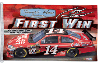 2009 Tony Stewart Office Depot/Old Spice 3X5 "1st Win in #14" fan flag by Wincraft