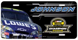 2006 Jimmie Johnson Lowes "NASCAR Nextel Cup Champion" License Plate