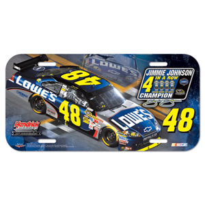 2009 Jimmie Johnson Lowes "4-Time Champion" License Plate by Wincraft