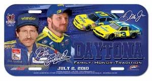 2010 Dale Earnhardt Sr/Jr Wrangler plastic license plate by Wincraft