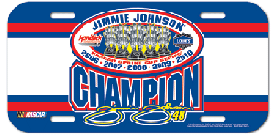 2010 Jimmie Johnson Lowes "5 Time Champion" plastic license plate by Wincraft