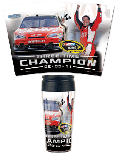 2011 Tony Stewart 3 Time Champion travel mug by Wincraft